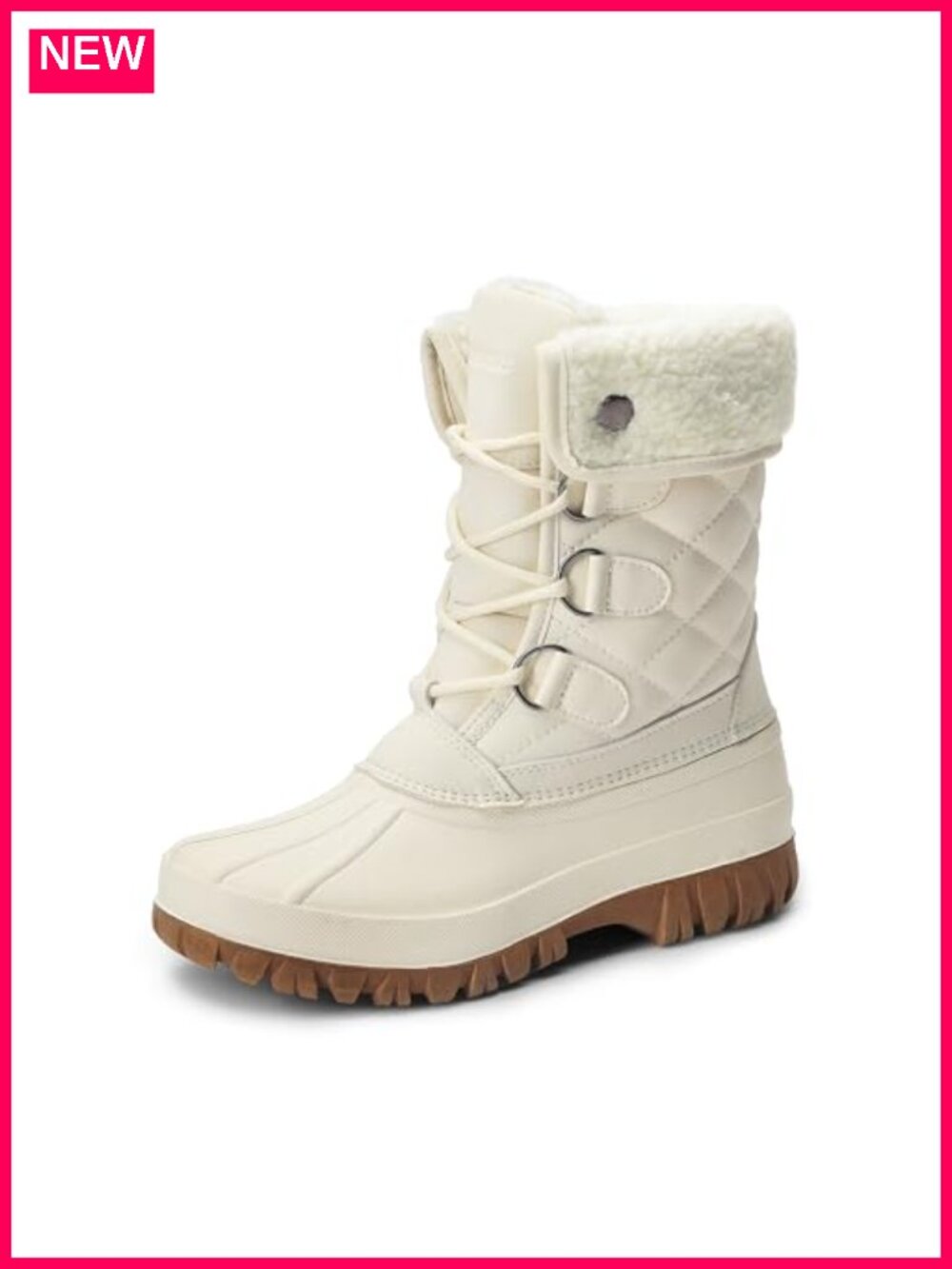 Women's Mid Calf Winter Snow Boots Faux Leather Waterproof Insulated